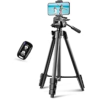 UBeesize 54'' Camera Tripod, Phone Tripod for iPhone with Bag, Travel Tripod Stand with Remote Compatible with Phone/Projector/DSLR/Gopro