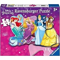 Ravensburger Disney Princess Pretty Princesses Shaped Floor Puzzle 24 Piece Jigsaw Puzzle for Kids – Every Piece is Unique, Pieces Fit Together Perfectly, Model Number: 05453