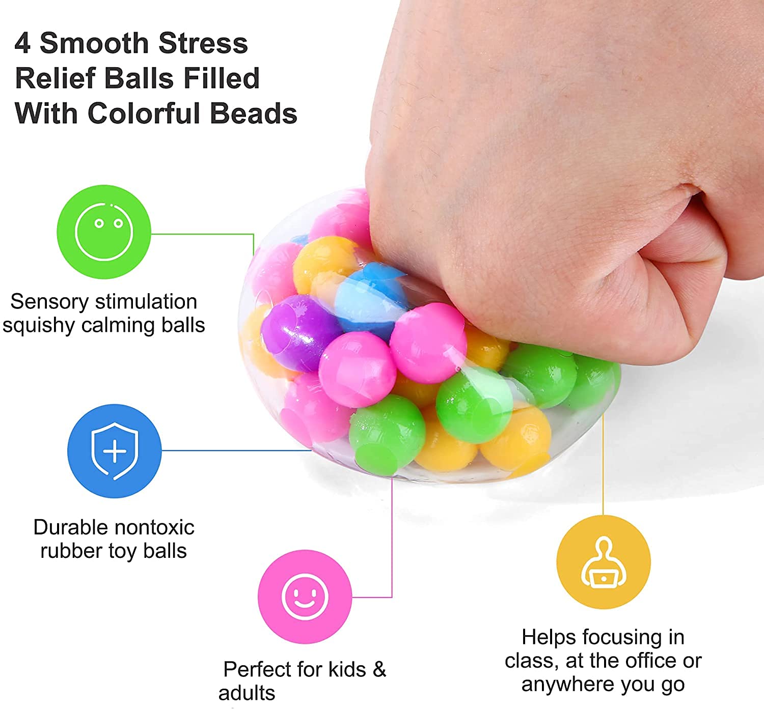 CJZZ Rainbow Stress Balls Fidget Toy, Rainbow Relief Squeezing Stress Ball for Kids Adults, Tear-Resistant, Non-Toxic,Suit ADHD, OCD, Funny Stress Ball