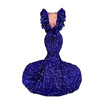 Deep V Neck Sequined Mermaid Sleeveless Prom Shower Party Evening Dress Pageant Gala Gown