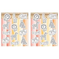 Schoolgirl Style Simply Safari Animal Sticker Pack, 72 Motivational Safari Stickers, Small Reward Stickers for Kids, Colorful Safari Sticker Sheet Set (6 Sheets) (Pack of 2)