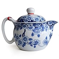 Teapot 12oz Blue White Stainless Filter Wire Infuser for Loose Tea (pot flowers Beautify)