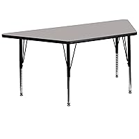 Flash Furniture Wren 29''W x 57''L Trapezoid Grey HP Laminate Activity Table - Height Adjustable Short Legs