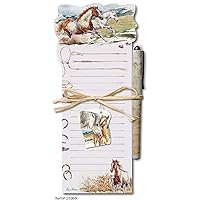 Lissom Design Magnetic Notepads - Magnet Backed Note Pad for Home or Office Organization Magnetic List Pad and Pen, 2-Piece Set, Wild Mustang