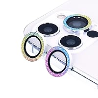Lens Case for iPhone 12 Pro Max 6.7 inch, [3 Pack] DMaos Diamond Glitter Ring Cover Circle Anti-Scratch Tempered Glass for Women - Rainbow