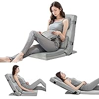 TOPSKY Adjustable Bed Wedge Pillow with Backrest, 6 Reclining Positions and Memory Foam, Wide Seat for Post Surgery, Reading, Sitting and Sleeping for Bed and Sofa (Grey, 21.65