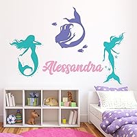 Custom Mermaid Name Wall Decal for Girls Nursery Baby Room Mural Art Decor Vinyl Sticker LD11 (18