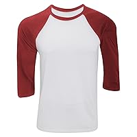 Canvas Mens 3/4 Sleeve Baseball T-Shirt (XS) (White/Red)