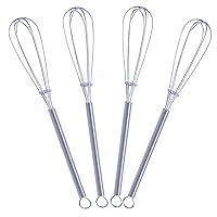 4 Pcs 7 Inch Mini Whisk | Small Wire Kitchen Whisks - Small Sizes Make for Easier Whisking Action