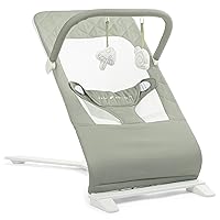 Alpine Deluxe Portable Baby Bouncer | Infant | 0-6 Months | 100% GOTS Certified Organic Cotton Fabric | Organic Sage