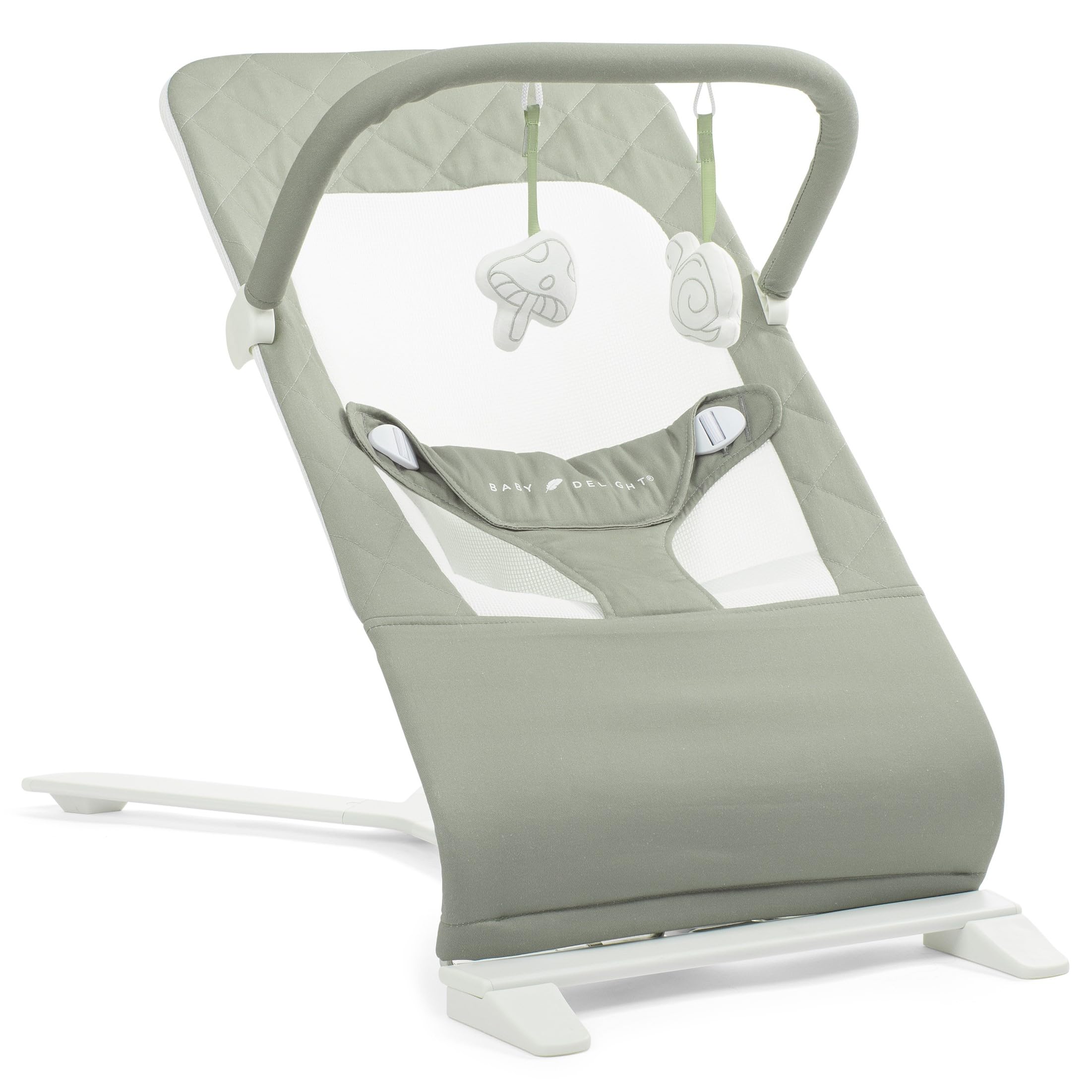 Baby Delight Alpine Deluxe Portable Baby Bouncer | Infant | 0-6 Months | 100% GOTS Certified Organic Cotton Fabric | Organic Sage