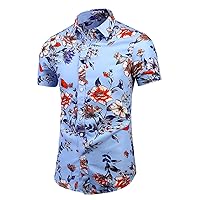Men's Hawaiian Shirts Short Sleeve Aloha Shirt for Men Casual Button Down Tropical Hawaii Floral Shirt BeachParty
