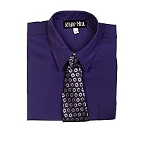 Boys Short Sleeve Dress Shirt with Windsor Tie Purple 4T