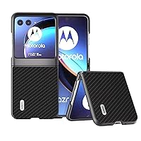 Protective Case Case Compatible with Motorola Razr 40 Ultra Leather Case, Carbon Fiber Texture Hard Back Cover Protective Phone Case Slim Fold Case Anti-Drop Cover Compatible Compatible with Motorola