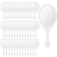 40 Pcs Vintage Handheld Mirror Retro Hand Held Mirror Vintage Hand Mirror Hand Mirrors with Handle Plastic Hand Held Mirrors for Kids Cute Compact Mirror for Girls (White)