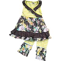 BNY Corner Little Girl Clothing Summer Dress Ruffles Capris Outfit Set 2T-8