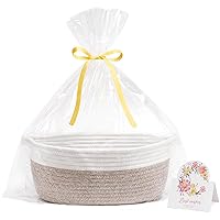 CHICVITA Gift Basket Empty to Fill, Woven Baskets for Storage, Small Cute Basket for Baby, Dog Basket, Decorative Basket with Gift Bags & Ribbon, 12