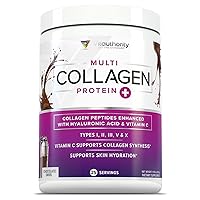 Multi Collagen Peptides Powder for Women and Men - Instant Dissolving Grass Fed Hydrolyzed Collagen Powder Drink Mix for Beautiful Hair Skin and Nails with Hyaluronic Acid and Vitamin C