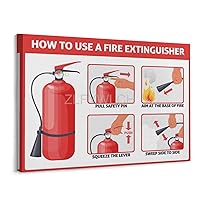 ZLFYWLCH Popular Science Poster on How to Use Fire Extinguishers (2) Canvas Poster Bedroom Decor Office Room Decor Gift Frame-style 16x12inch40x30cm