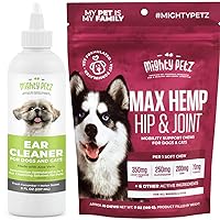 Mighty Petz Dog Ear Cleaner Solution MAX Hemp Glucosamine for Dogs Pouch