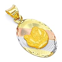 14K Tri 3 Color Gold Polished Diamond Cut Religious Baptism Charm Pendant