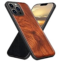 Carveit Magnetic Wood Case for iPhone 13 Pro Max Case MagSafe [Hard Real Wood & Soft TPU] Shockproof Hybrid Protective Cover Unique & Classy Wooden 13 Pro Max Case Compatible with MagSafe (Rosewood)