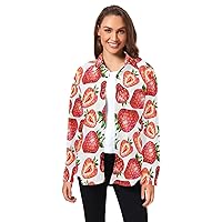 ALAZA White and Pink Floral Corduroy Long Sleeve Shirts
