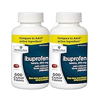 Member's Mark Ibuprofen Coated Tablets 200mg Pain Reliever Fever Reducer Nsaid (2 bottles (1200 tablets))