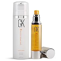 GK HAIR Global Keratin Leave in Conditioner Cream 130ml - Organic Argan Oil Hair Serum For Frizz Control Dry Damage Hair Repair 50ml