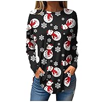 Funny Christmas Shirts Going Out Tops Long Sleeve Snow People Tunics Casual Crew Neck T-Shirts Winter Clothes