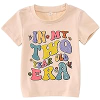 BOUTIKOME in My Two Years Old Era Birthday Shirts Toddler Baby Girls T-Shirt 2nd Tees Party Outfits 2t Short Sleeve Tops