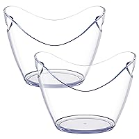 Ice Bucket- Ice Buckets for Parties - Clear Acrylic Champagne Bucket with Easy-to-Carry Handles - Good for up to 2 Wine or Champagne Bottles (2 Pack)