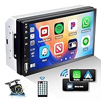 Double Din Car Stereo, in-Dash Car Radio with CarPlay/Android Auto Bluetooth 7 Inch HD Touchscreen Auto Radio with Backup Camera, FM/Mirror Link//TF/AUX/USB/Multimedia MP5 Player