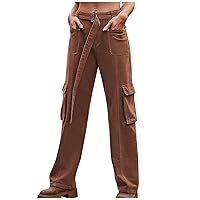 Women High Waist Cargo Pants Solid Straight Hip Hop Denim Workwear Pants Multi Pocket Combat Work Pants Jogger Hiking Pant
