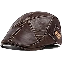 ODOKAY Men's Hunting Hat, PU Leather, Solid Color Casket,Outdoor Warm Forward Hat, British Style, Adjustable Size, Ivy Cap, Fit, Retro Gutby Cap, Soft, Quilting, Lining