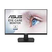 ASUS VA24EHE 23.8 Monitor, 1080P, Full HD, IPS, 75Hz, HDMI D-Sub DVI-D, Adaptive-Sync / FreeSync, VESA wall mountable, Eye Care, Flicker-free and Low Blue Light (Renewed)