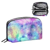 Electronics Organizer, Colorful Glitter Galaxy Sky Pattern Small Travel Cable Organizer Carrying Bag, Compact Tech Case Bag for Electronic Accessories, Cords, Charger, USB, Hard Drives