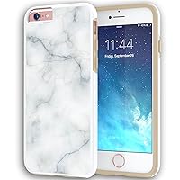 True Color Case Compatible with iPhone 6/6s Case, White Marble [Stone Texture Collection] Slim Hybrid Hard Back + Soft TPU Bumper Protective Durable [True Protect Series] - Gold Bumper