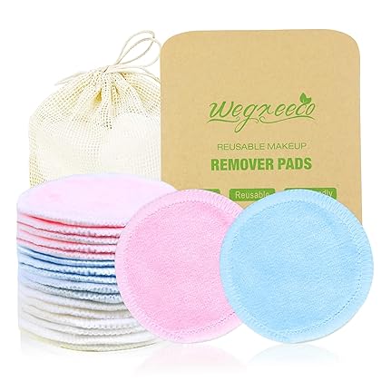 wegreeco Cotton Rounds Reusable -Reusable Bamboo Makeup Remover Pads for All Skin - Bamboo Cotton Cloth for Removing Makeup - Reusable Dog Eye Wipes Tear Stain Remover (Bamboo Velour, 3 Color)