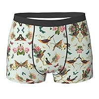 Bird Pattern Print Mens Boxer Briefs Funny Novelty Underwear Hilarious Gifts for Comfy Breathable