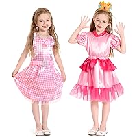 Kids Princess Dress Up Clothes for Little Girls Fairy Princess Costume Set with Jewelry Pretend Play Toys for Toddler 3 4 5 6 7 Year Girl Birthday Gift Party