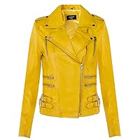 Ladies Retro 100% Nappa Leather Biker Jacket