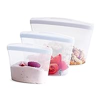 Reusable Silicone Storage Bag, Food Storage Container, Microwave and Dishwasher Safe, Leak-free, Bundle 3-Pack Bowls, Clear