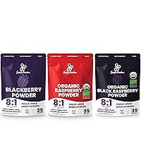 Organic Raspberry Blackberry Black Raspberry Powder Bundle, USDA Organic Freeze Dried Raspberries from Whole Berry for Baking & Smoothies Dehydrated Flavoring Extract