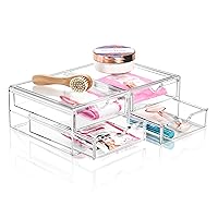 Sorbus Large Stackable Acrylic Drawers - 4 Clear Storage Drawers for Organizing Make up, Nail Polish, Hair Accessories, and Beauty Supplies - Makeup Organizer for Vanity, Bathroom Organizer Countertop