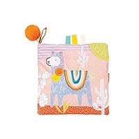 Manhattan Toy Llama Themed Soft Baby Activity Book with Squeaker, Crinkle Paper and Baby-safe Mirror Small