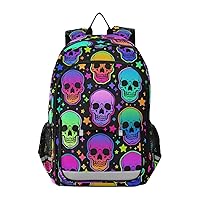 ALAZA Rainbow Skull Neon Stars Starry Laptop Backpack Purse for Women Men Travel Bag Casual Daypack with Compartment & Multiple Pockets