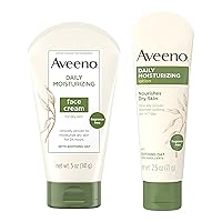 Aveeno Daily Moisturizing Fragrance-Free Face & Neck Cream, Oat Facial Moisturizer for Dry Skin, 5 oz, & Aveeno Daily Moisturizing Body Lotion with Soothing Oat, 2.5 oz (2 Item, Product Bundle)
