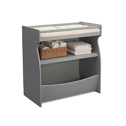 Delta Children 2-in-1 Changing Table and Storage Unit with Changing Pad, Grey