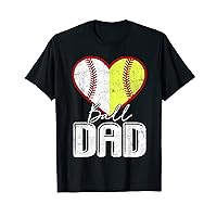 Baseball Softball Ball Heart Dad T-Shirt